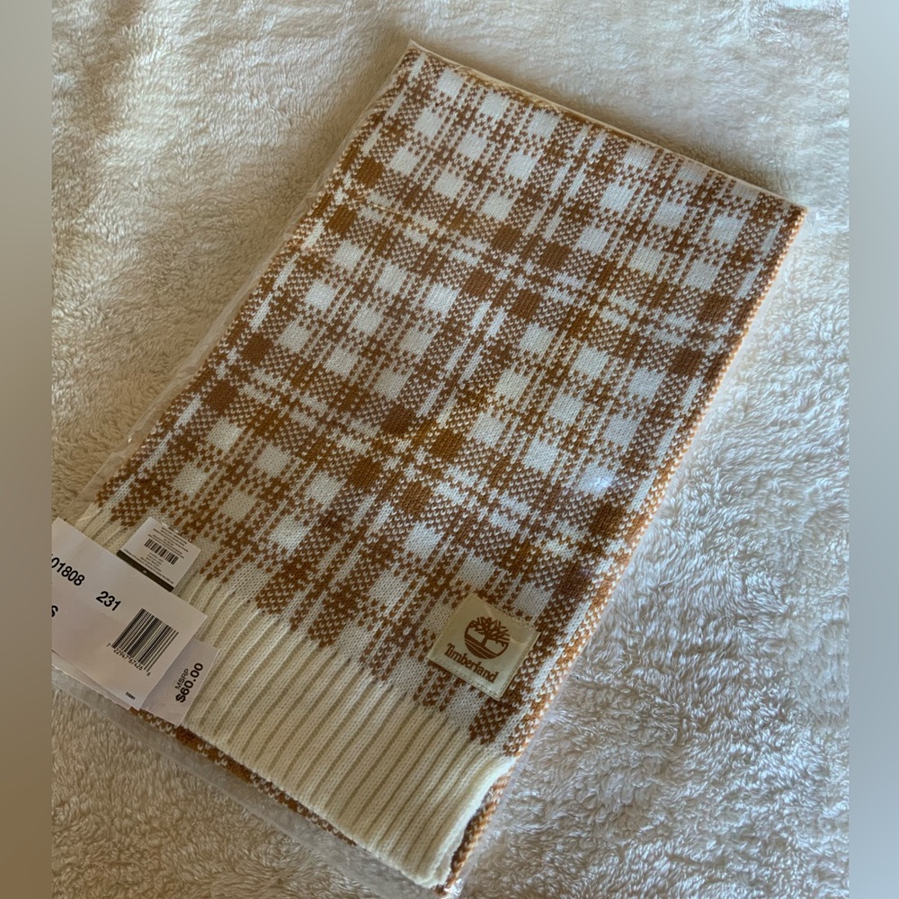Timberland Scarf Buffalo Plaid Beige FabFitFun 2023 NEW